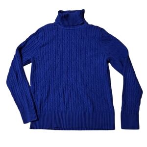 JEANNE PIERRE Blue Turtleneck Sweater Size Large